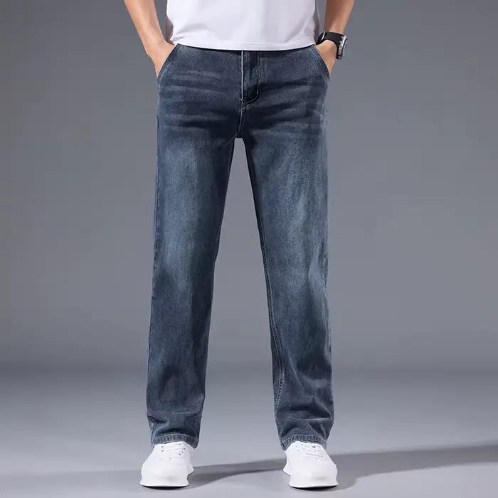 Jean ample à jambe droite pour homme, style rétro délavé, élastique, décontracté, adapté à toutes le