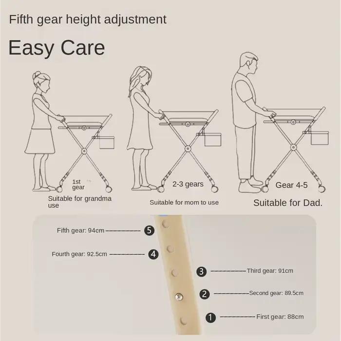 Table à langer pour bébé avec design multifonctionnel pliable, hauteur réglable, construction stable