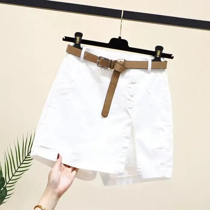Short Chic pour femmes, ceinture coréenne, boutons solides, fente latérale, ligne a, jupes à la mode