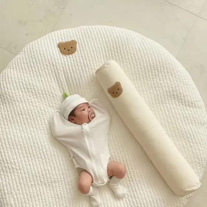 Tapis Circulaire en Polymères Lavables et Magnifiquement Brodés pour Bébé, Carpent de Tente pour Enf