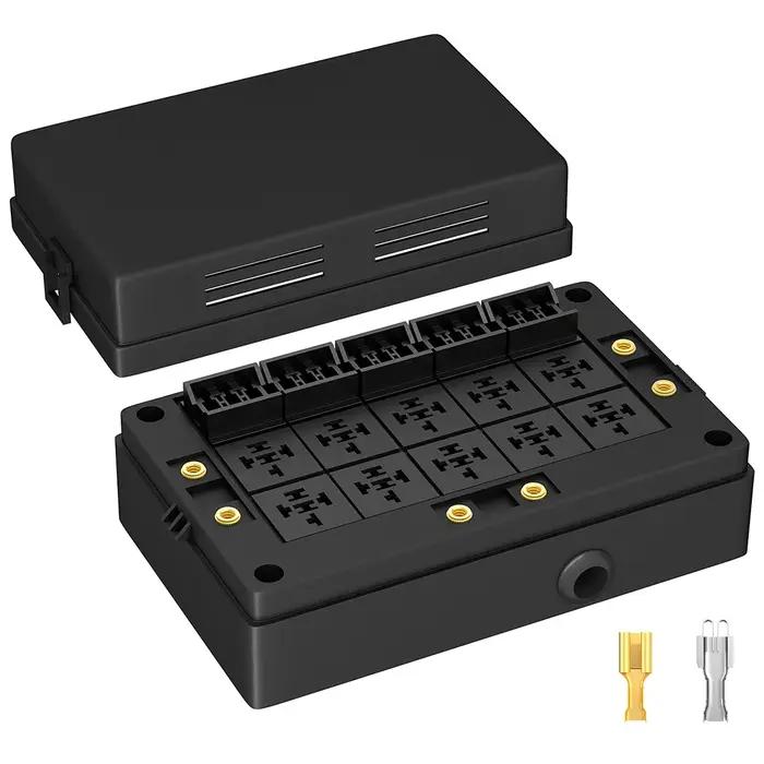 Boîte de relais de voiture à 10 voies, boîte à fusibles 12V, porte-fusible à lame à 15 voies pour au