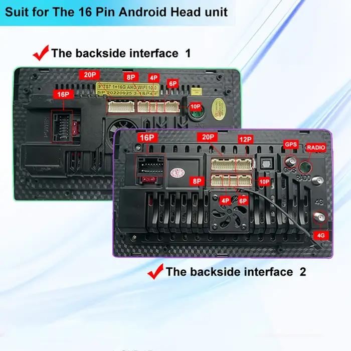 Adaptateur de câble d'alimentation Audio DVD Android 16 broches pour voiture, avec boîte Canbus, pou