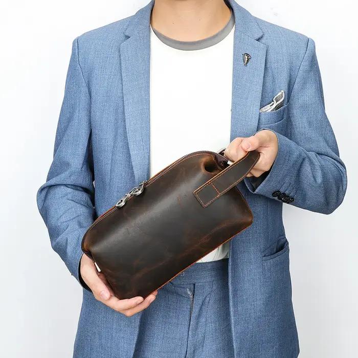 WESTAL Crazy Horse – sacs en cuir pour hommes, avec poignées, poignet de grande capacité, pochette p