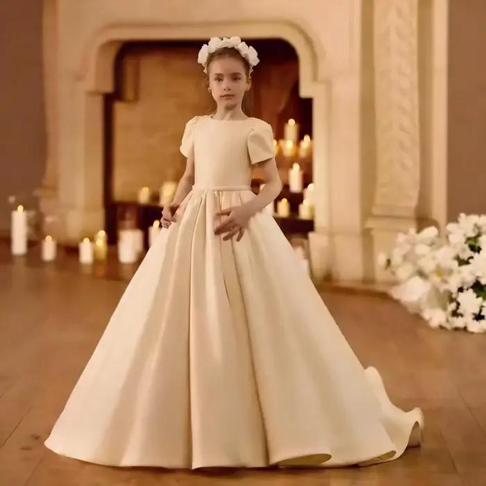 Robe de princesse élégante pour enfants 2026, style traîne, pour spectacle, demoiselle d'honneur, dé