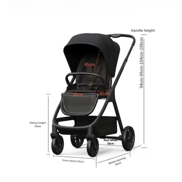 Poussette bébé haute vue peut s'asseoir ou s'allonger, légère et pliable, poussette bidirectionnelle