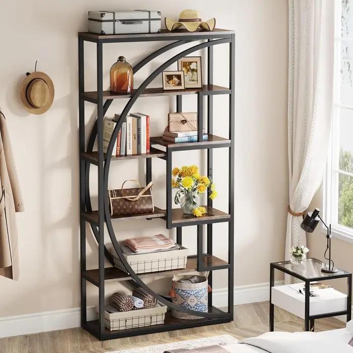 Bibliothèque, bibliothèque industrielle Etagere à 5 niveaux, bibliothèque de 70,8 pouces de haut, ét