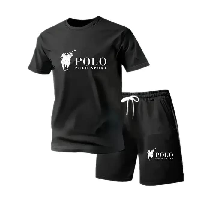 Costume de sport décontracté pour hommes, haut à col rond en maille et pantalon de jogging, costume