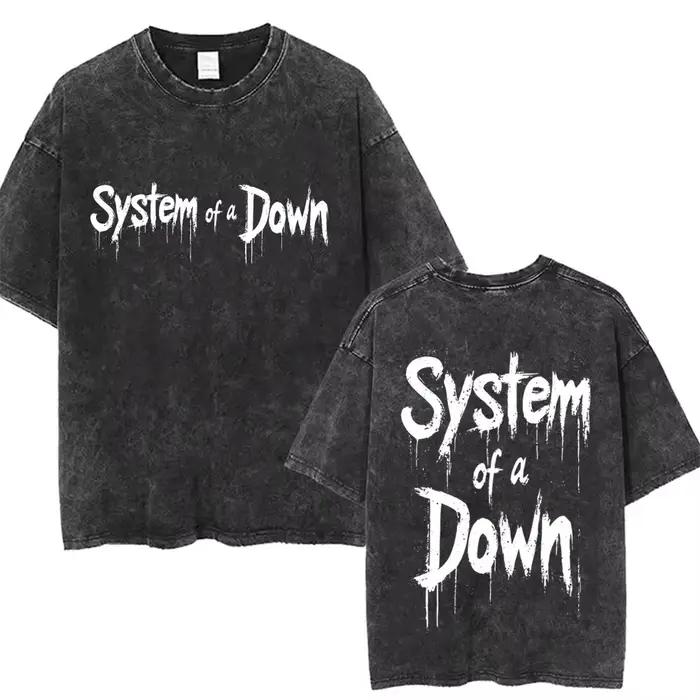 Système d'un Album de toxicité duvet graphique lavé T-shirts hommes femmes Rock surdimensionné t-shi
