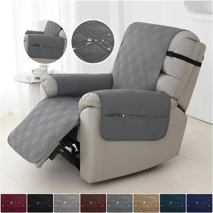 Housse de fauteuil inclinable imperméable, 1 place, couleur unie, matelassée, pour animaux de compag