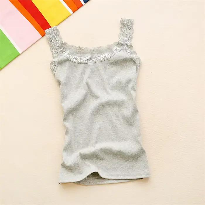 Été femmes sans manches débardeurs moulante tempérament Sexy dentelle Patchwork t-shirt gilet débard