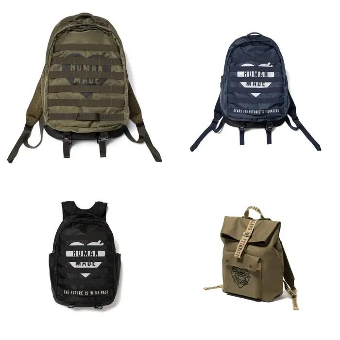 Sac à dos en nylon de style rétro américain Human Made, sac à dos de voyage de grande capacité, sac