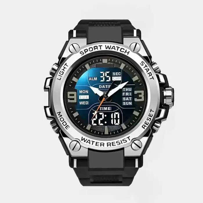 Montre de sport numérique pour hommes, réveil, chronométrage, fonction date, boîtier en alliage, par