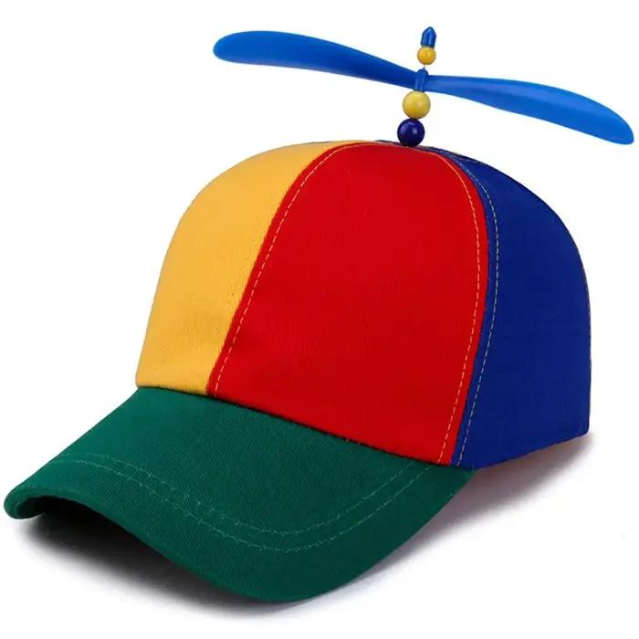 Casquette de soleil en bambou libellule arc-en-ciel pour enfants, chapeau Snapback, conception d'hél
