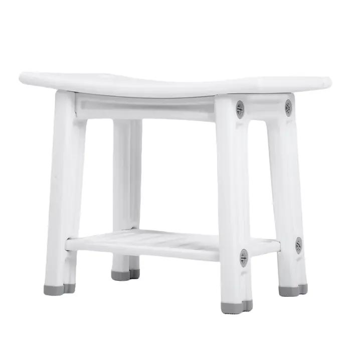 Banc de douche durable avec rangement à deux niveaux et coussinets antidérapants pour femmes et hommes occasions quotidiennes et cadeaux