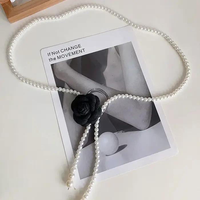 Ceinture de taille en perles pour femmes, 1 pièce, nouveau Style camélia, décorative, polyvalente, a