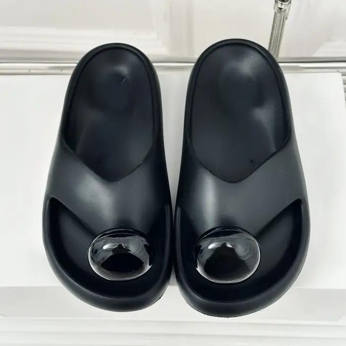 Tongs en cuir à bout rond pour femmes, pantoufles de qualité supérieure, sandales concises solides,