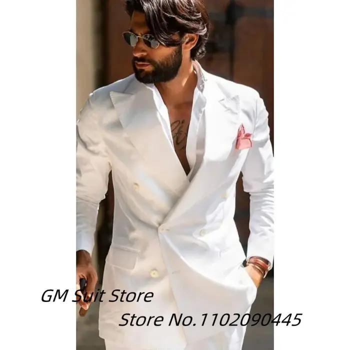 Costume deux pièces pour hommes, couleur unie, Double boutonnage, revers à pointes, coupe cintrée, p