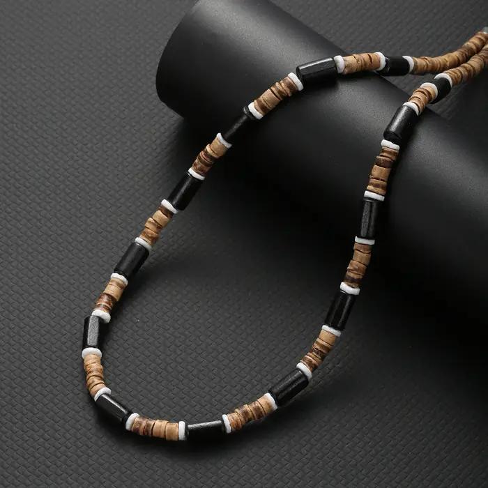 Collier Hombre bohême mâle surfeur collier pour homme bijoux coquille de noix de coco homme en bois