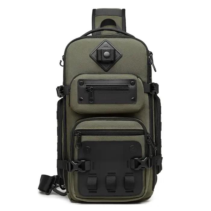 Ozuko sacs de ventre sac de poitrine pour hommes en plein air tactique une épaule sac à bandoulière