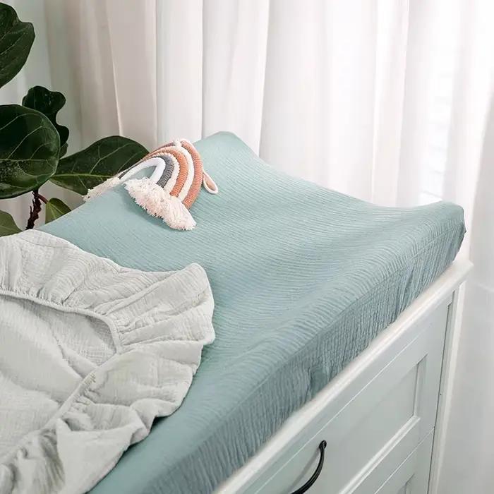 Housse de matelas à langer en mousseline pour bébé, 2 pièces, douce et respirante, en coton, pour Ta