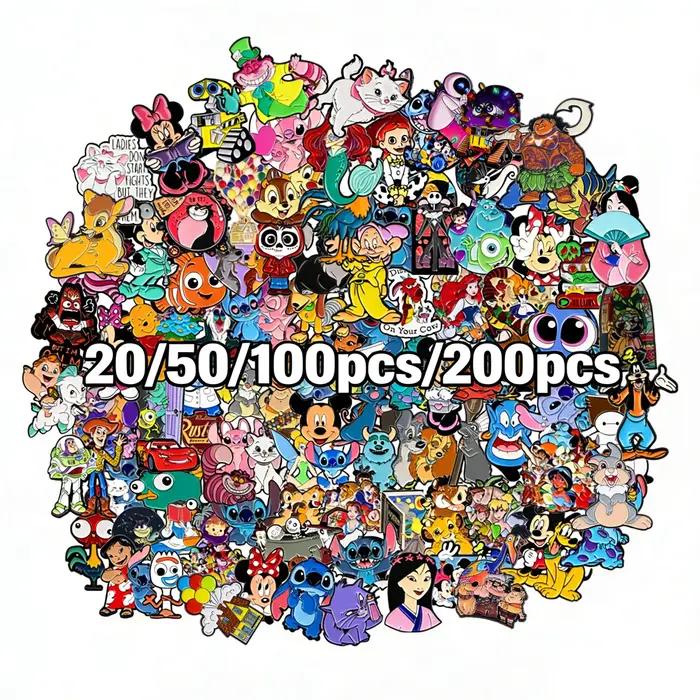 Lot de 20/50/100 broches en émail sur le thème des animaux, série Princesse de dessin animé, épingle
