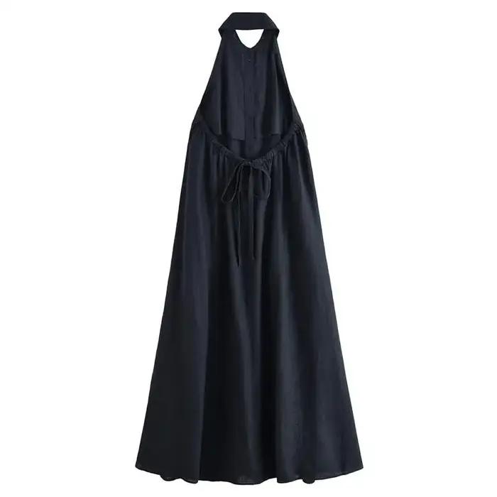 Robes d'été pour femmes 2026 : Nouvelle robe longue élégante à col halter pour les vacances, robe ch