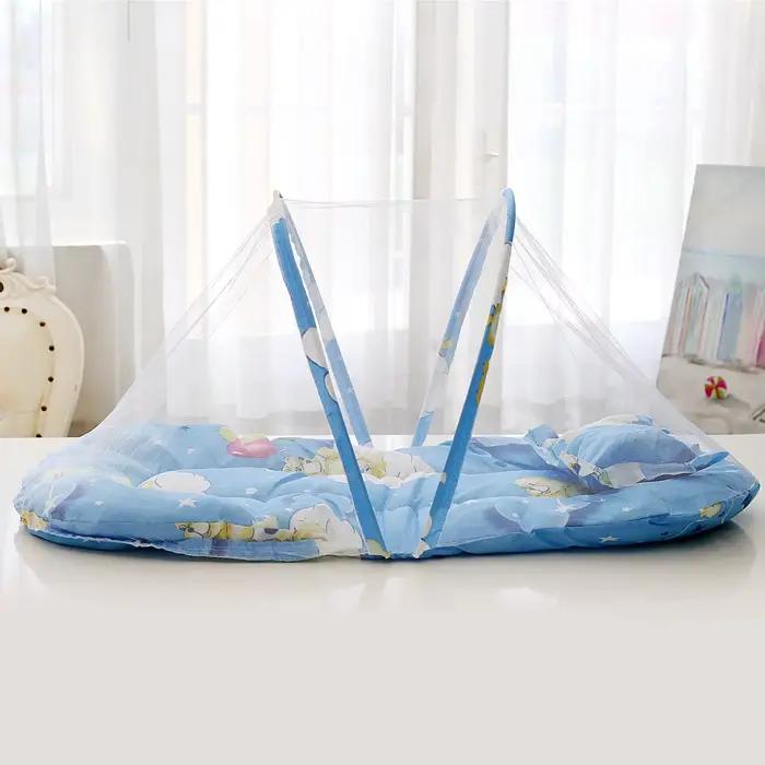 Moustiquaire Portable Pliable pour Lit de Bébé, Filet CPull en Polyester avec Oreiller et Rembourrag