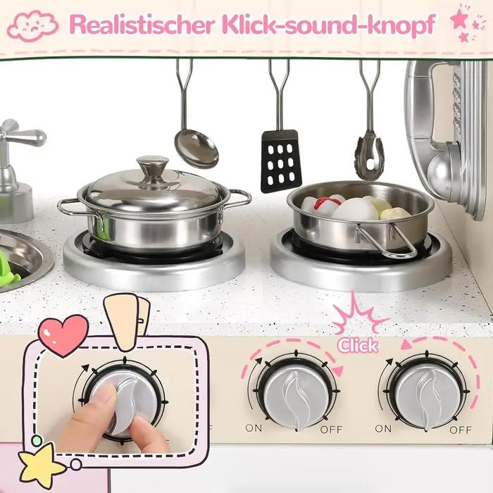 Ensemble de cuisine de jeu en bois, cuisine de jeu de simulation avec lumières et sons pour enfants