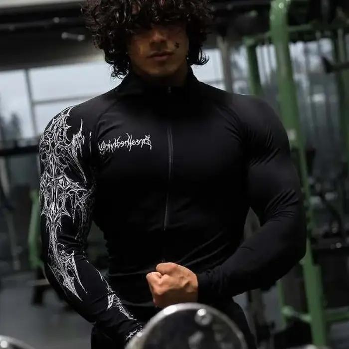 Veste imprimée à fermeture éclair grande taille pour hommes, vêtements de sport tendance de Style am