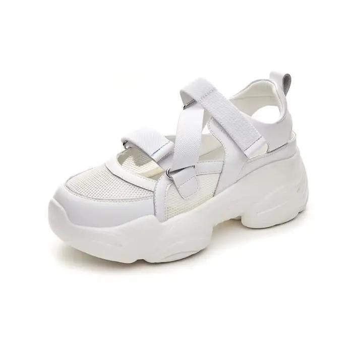 Chaussures en cuir véritable pour femmes, sandales d'été à semelle optique, décontractées, recommand
