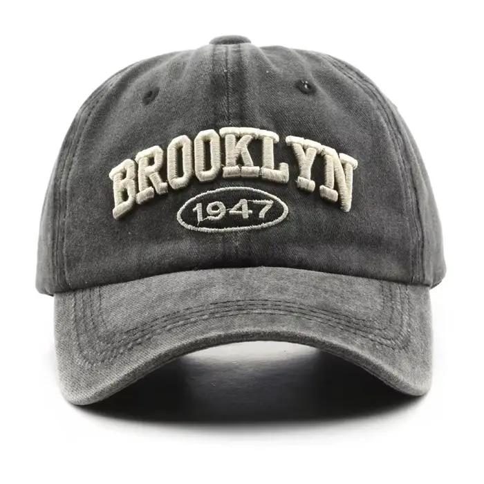 Rétro brooklyn lettre broderie casquettes de Baseball printemps été hommes femmes coton réglable cha
