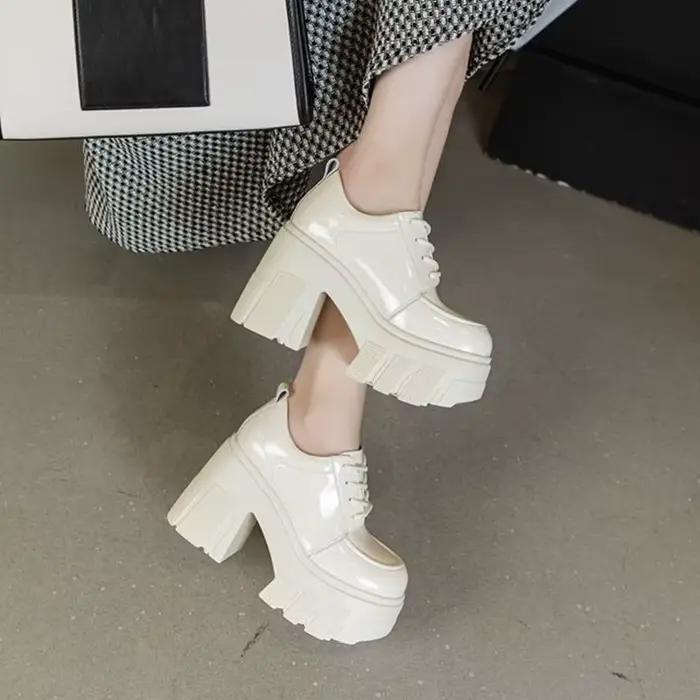 DIMANYU Chaussures à talons hauts pour femmes, plateforme, nouvelle collection 2026, à lacets, print