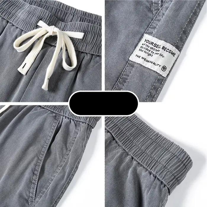 Jean d'été en tissu Lyocell doux pour homme, coupe droite ample, taille élastique avec cordon de ser