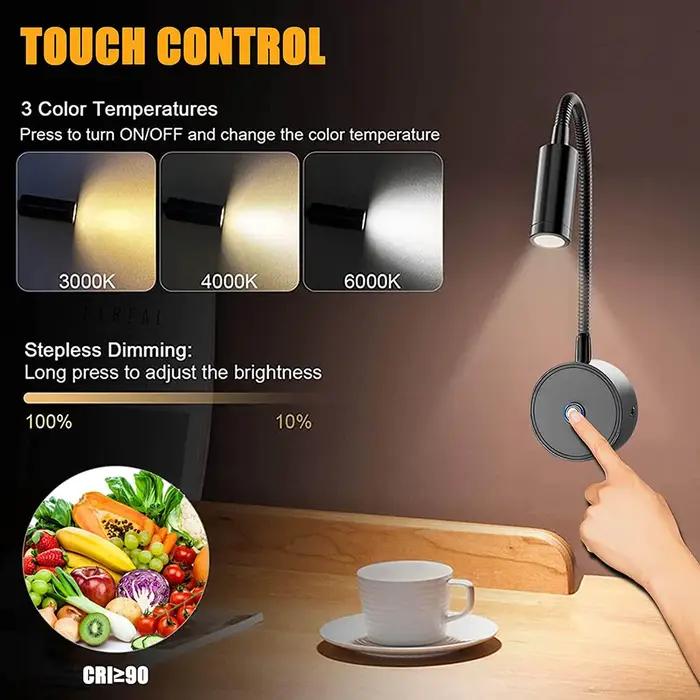 12-24V LED projecteur camping-car lampes de lecture col de cygne Flexible 3 couleurs Dimmable RV int