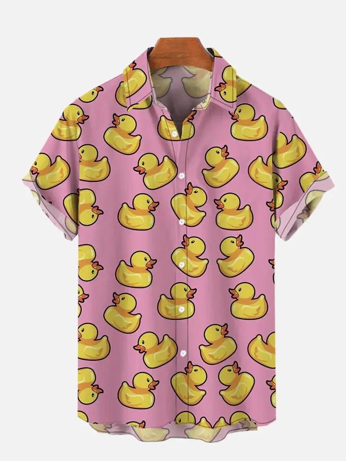 Chemises de cosplay unisexes à manches courtes pour hommes, impression de canard mignon, impression
