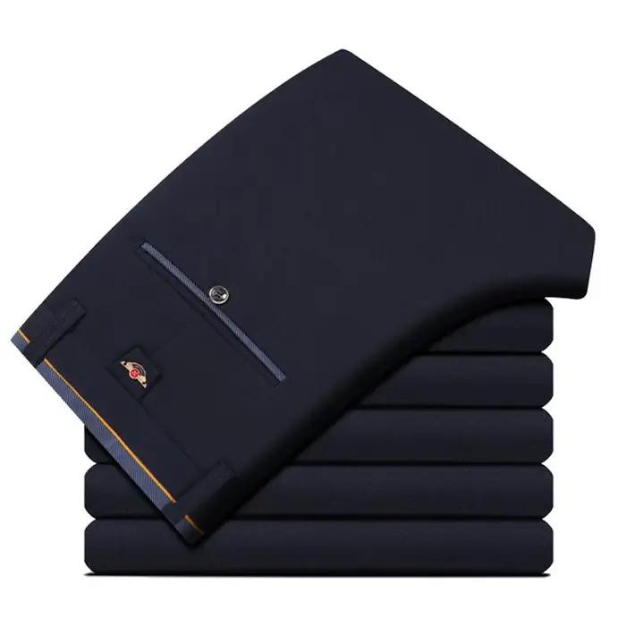 Pantalon d'Affaires pour Homme, Long, Fin, Formel, Couleur Unie, Droit, Baggy, Bureau, Été, FJDstres