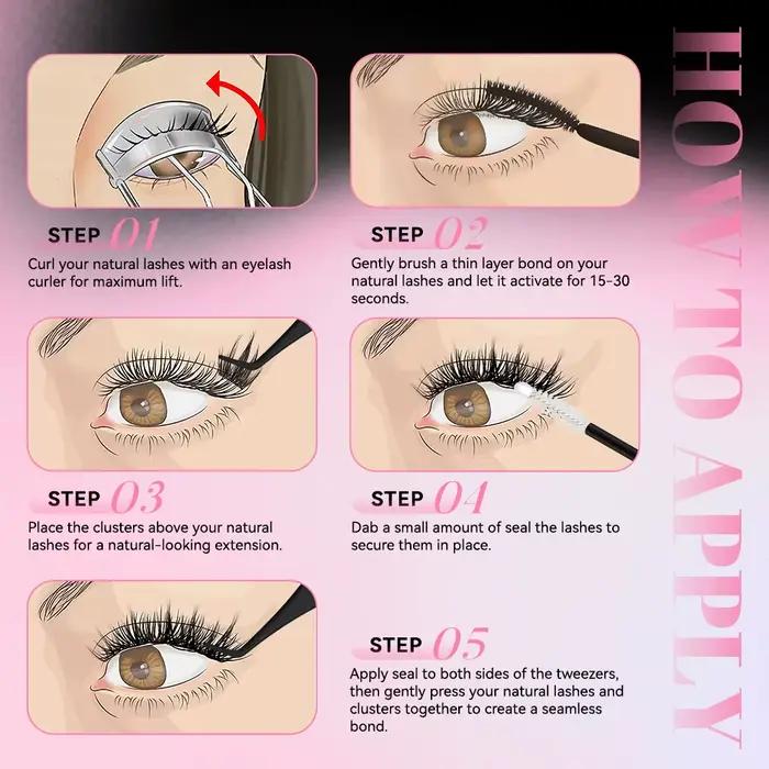 Extensions de cils uCoolMe Lashes Fairy Manga, 140 pièces, longue durée, imperméables, faciles à pos