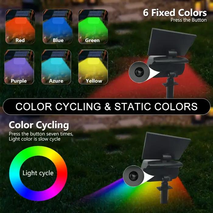 Spot solaire extérieur couleur changeante RGB 48/37/20LED solaire alimenté paysage projecteur jardin