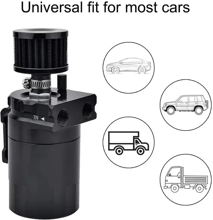 Réservoir de récupération d'huile à déflecteur de voiture, avec filtre à Air, raccords en aluminium,