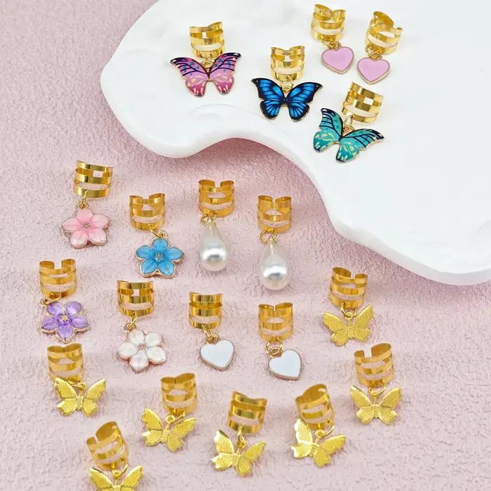 Pinces tressées papillon en cristal, 20 pièces, accessoires pour cheveux, Dreadlock, pendentif papil