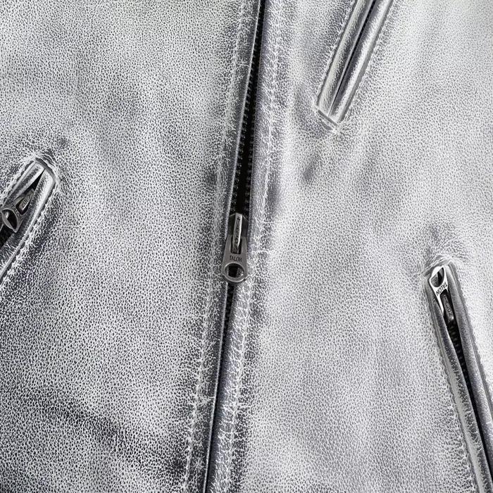 Veste en cuir véritable vieilli pour homme, style rétro, finition usée, col montant, classique, en c