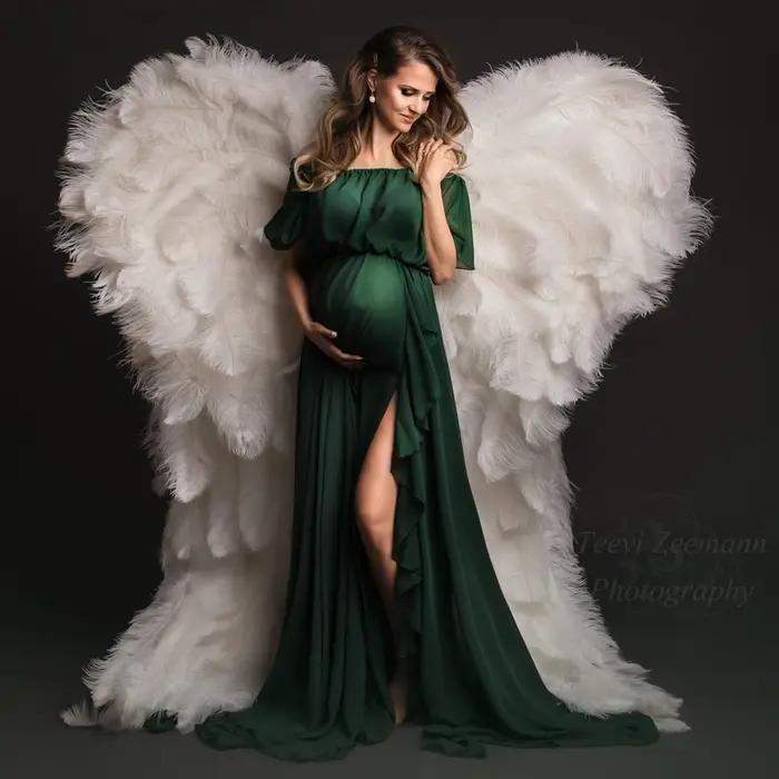 ALTERfur ses-Robe en mousseline de soie à manches volantées pour séance photo, vêtements de vacances