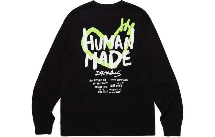 T-shirt à manches longues à col rond avec impression au dos HUMAN MADE SS24, sweat-shirt unisexe en