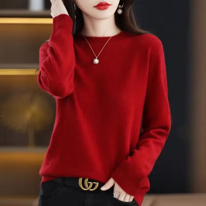 Nouveau femmes pull col rond automne hiver basique pull chaud décontracté Pulls pulls mode coréenne