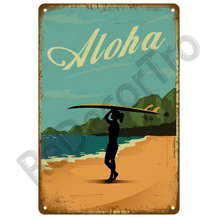 Plaque métallique pour décoration murale de maison, pour Bar de plage, bord de mer, Club de Surf, pe