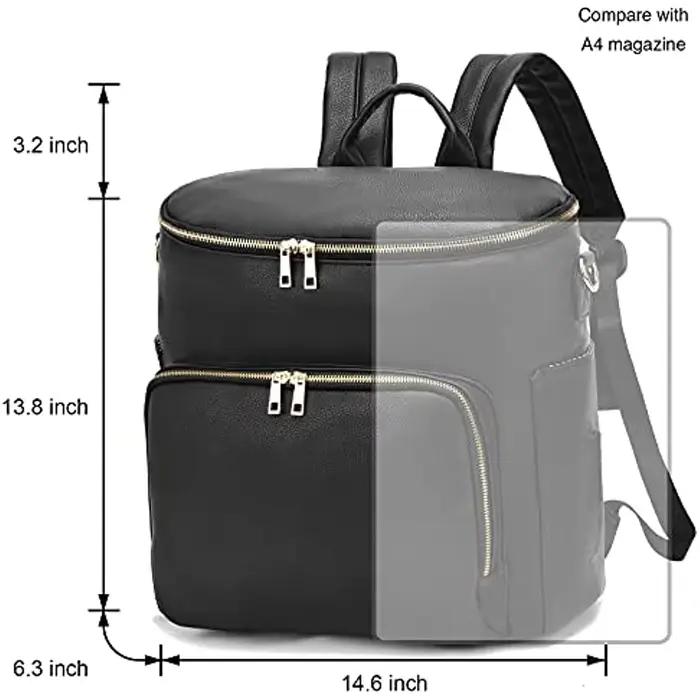 Sac à dos à langer en cuir pour femme, sac à dos de voyage pour bébé, grande capacité avec sangles d
