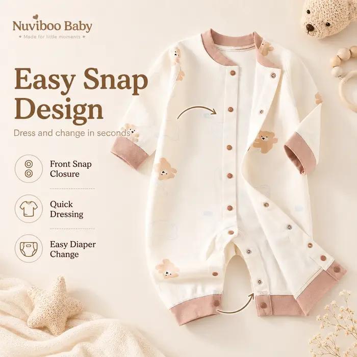 Vêtements d'automne pour bébé en 100% coton sous-vêtements nouveau-né barboteuse à manches longues vêtements de détente body une pièce