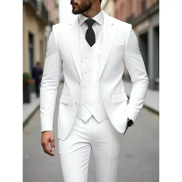 Costume de Mariage Quatre Saisons pour Homme Grande Taille, Style Coréen, Coupe Slim, Ensemble Trois
