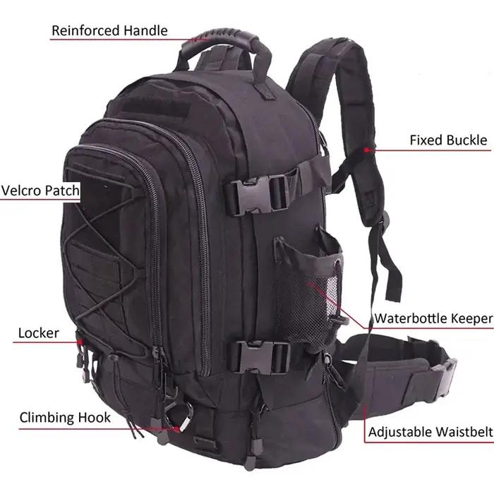 Sac à dos tactique pour hommes 60L sac à dos d'assaut Molle robuste étanche grande capacité sac anti