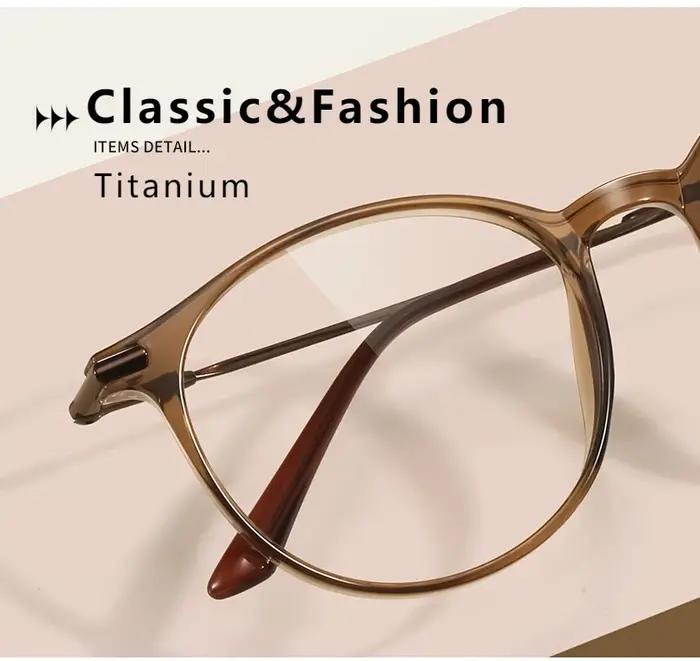 CAIDERONI classique cercle titane montures optiques Anti-lumière bleue lunettes de lecture femmes et